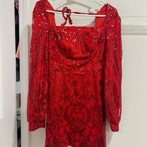 Elegant Red Sequin Dress